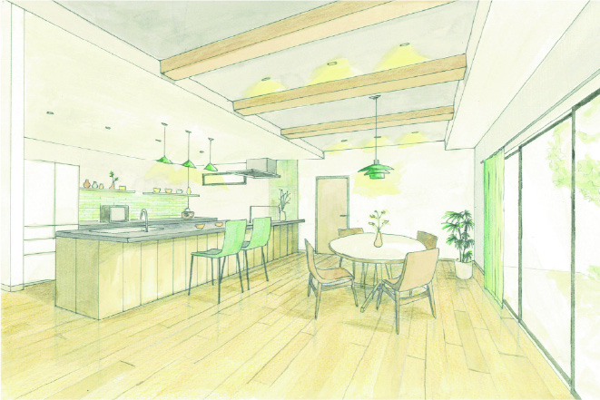 キッチンダイニングパース